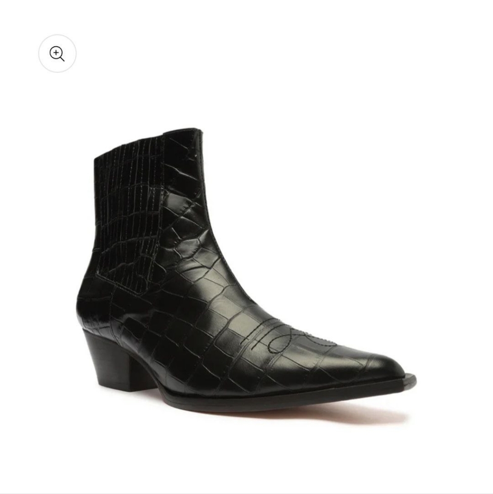 Black Leather Bootie - 8